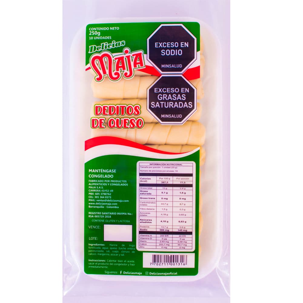 Deditos Delicias Maja de Queso 250 G X10 Unds