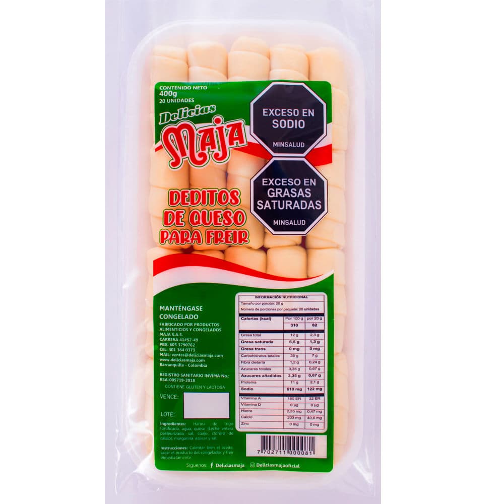 Deditos Delicias Maja de Queso 400 G X20 Unds