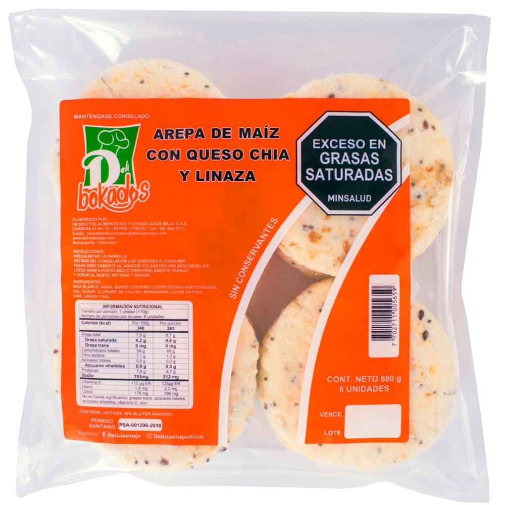 Arepa Delibokado Maíz Queso Chía Li 880 G X8 Unds