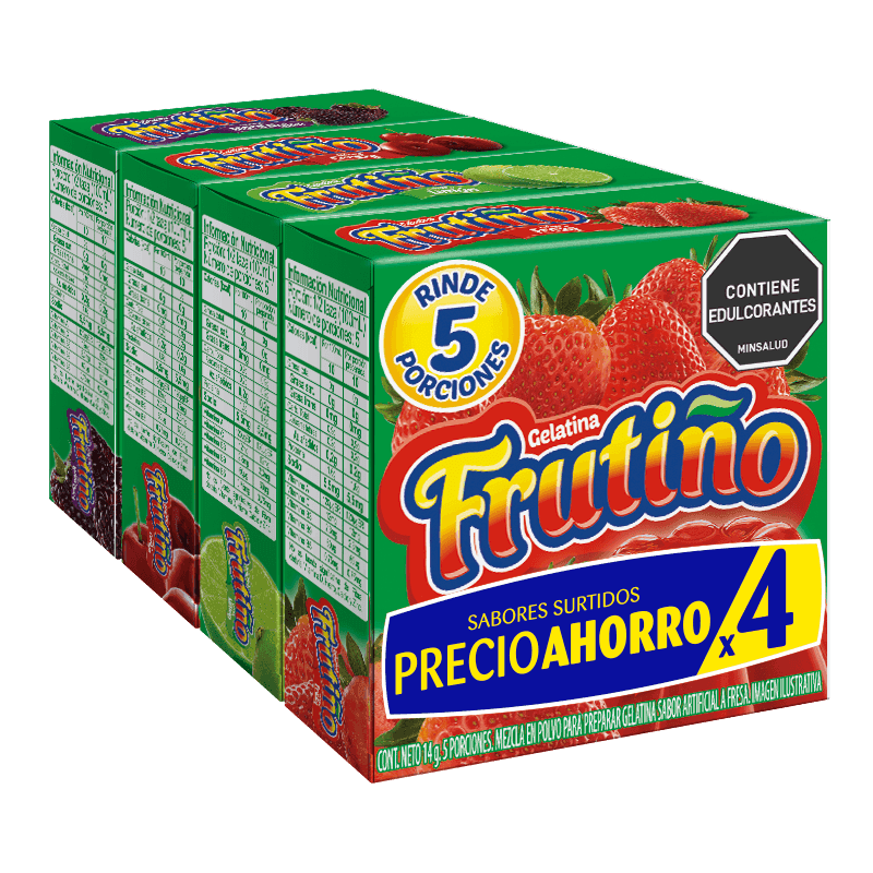Gelatina Frutiño Polvo Surtido 56 G X4 Unds