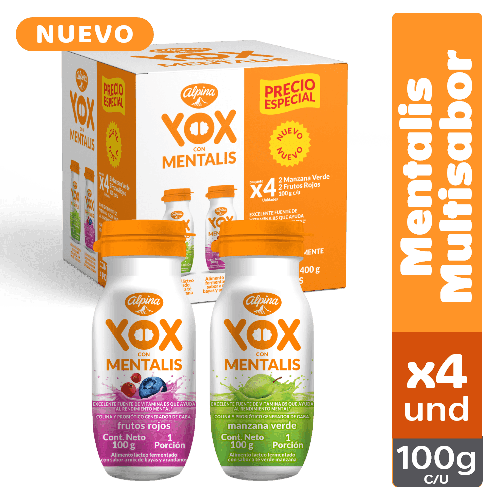 Yox Mentalis Multisabor 100 G X4 Unds