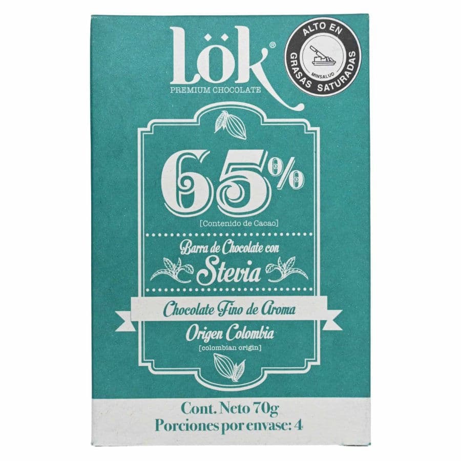 BARRA LOK CHOCOLAT 65% C/STEVIA 70g