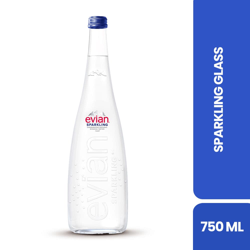 AGUA MINERAL EVIAN SPARKLING 750ML GLASS