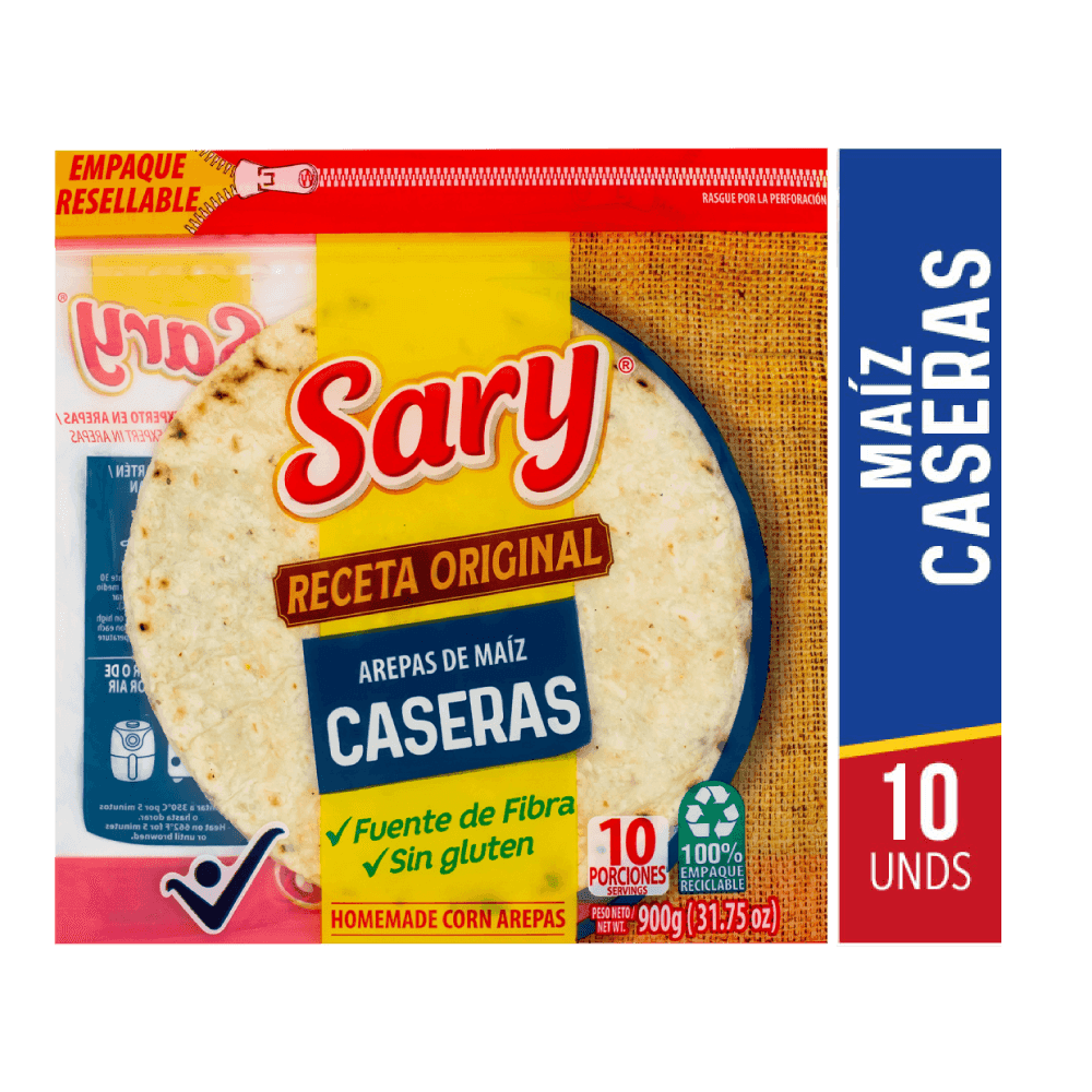 AREPA SARY MAIZ CASER 10 un 900 g