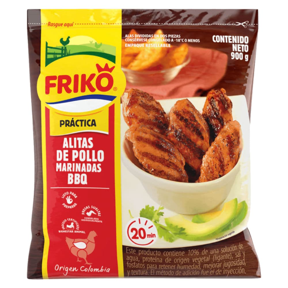 Alita de Pollo Friko BBQ Congelado 900 G X20 Unds