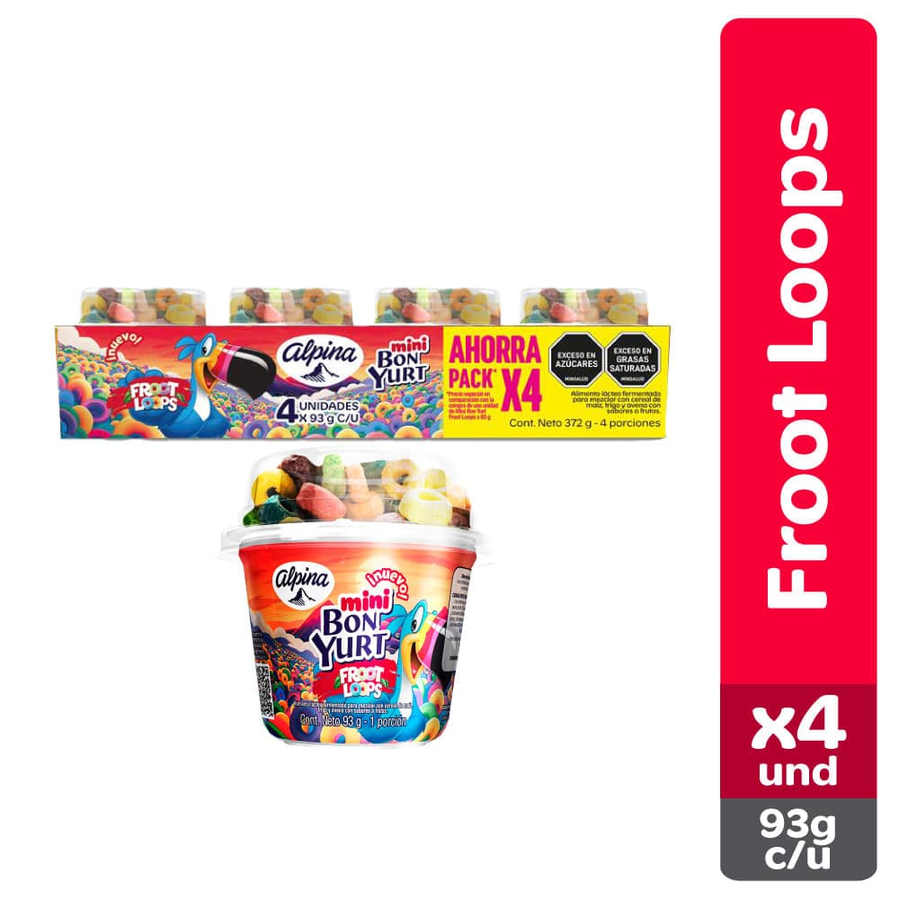 ALIM LACT BON YURT MINI FROOTLOOP 93G X4