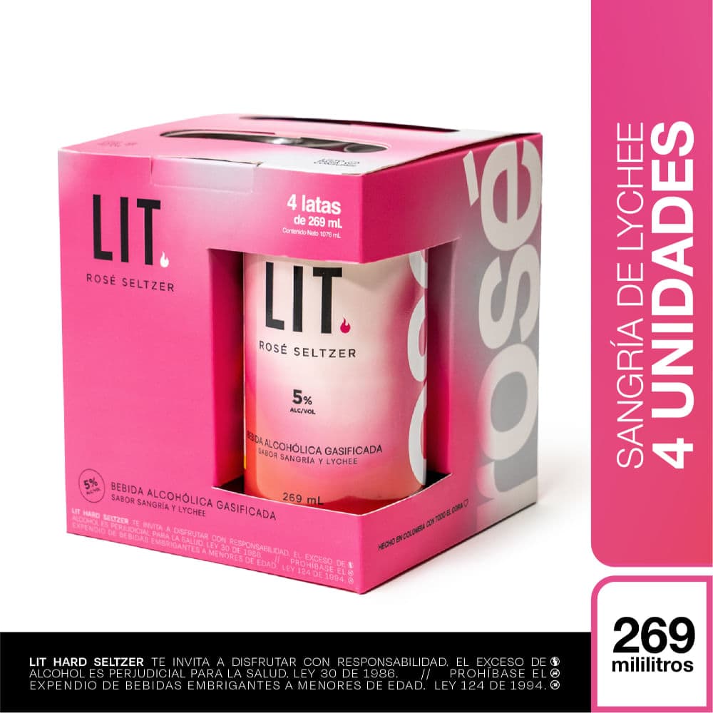 4 PACK ROSÉ LIT SANGRÍA LYCHEE CÓCTEL 5%