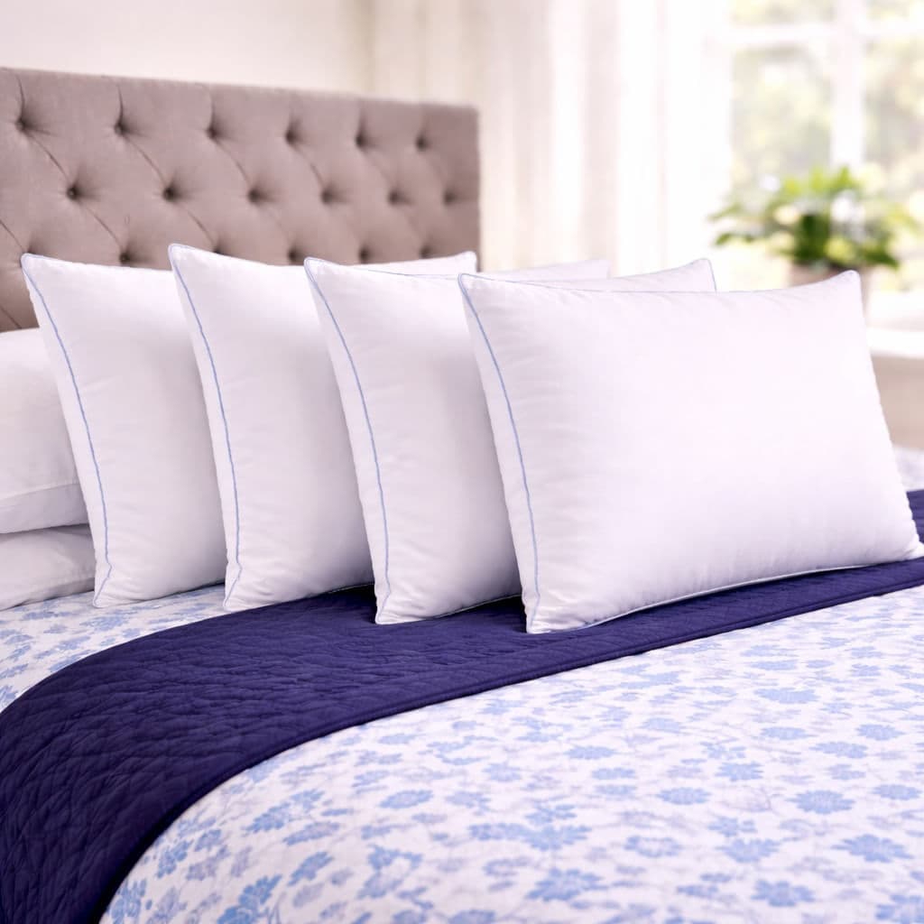 Set x 4 Almohadas 100% Algodón y Antifluido - Sensación Pluma de Ganso