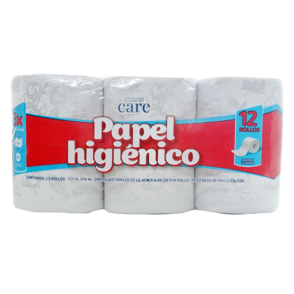 PAPEL HIGIENICO SUPPRA CARE TRIP HOJ 33 M X12 ROLL