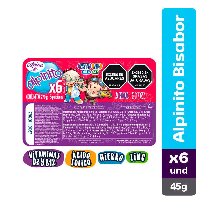 Alpinito fresa mora 45g x6un