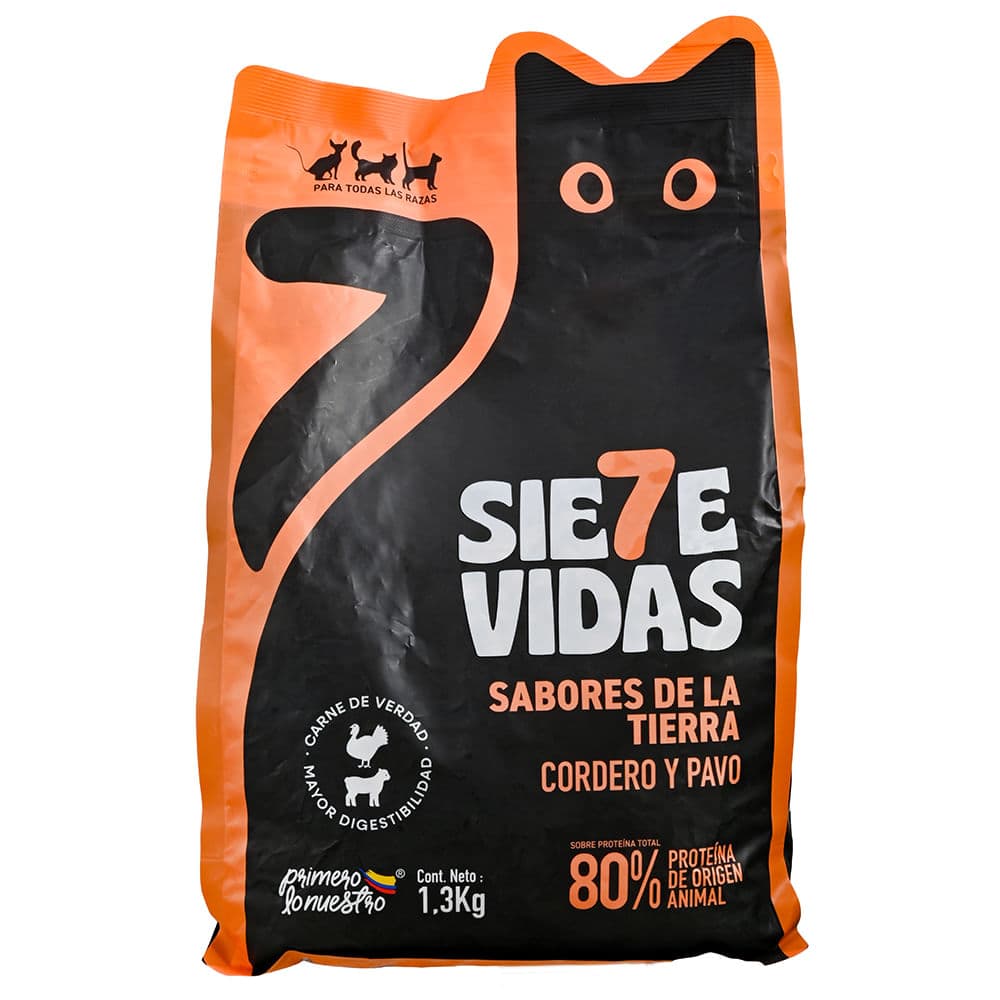 ALIM GATO 7 VIDAS CORDERO&PAVO 1,3KG.