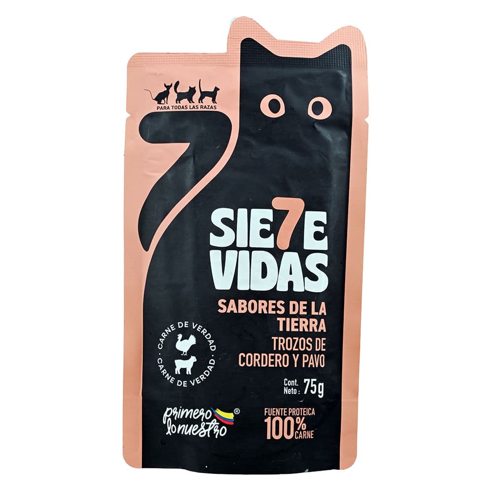 ALIM GATO 7 VIDAS POUC CORDERO&PAVO 75.