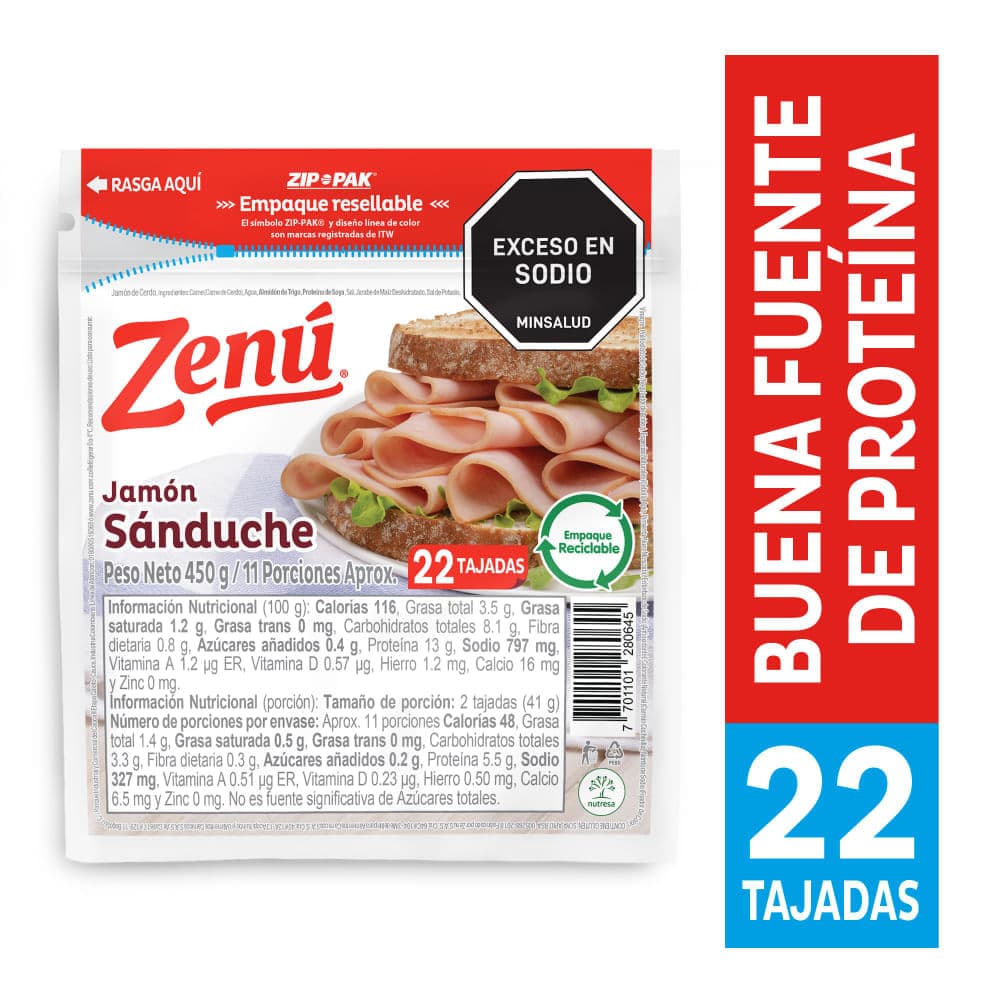 Jamón Zenú Sandwich 450 G