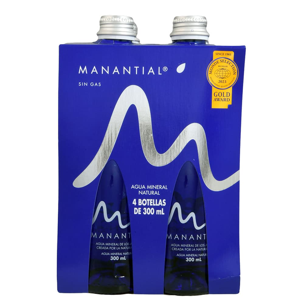 AGUA MANANTIAL S/GAS 300ML X4